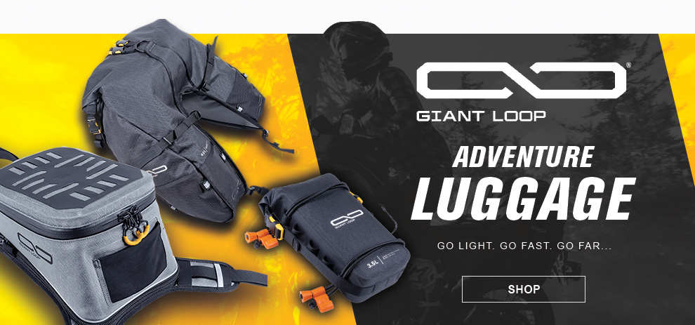 Giant Loop, adventure luggage, go light, go fast, go far... SHOP button